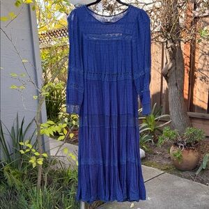 Chic Midi 3/4 Sleeve Blue Dress
